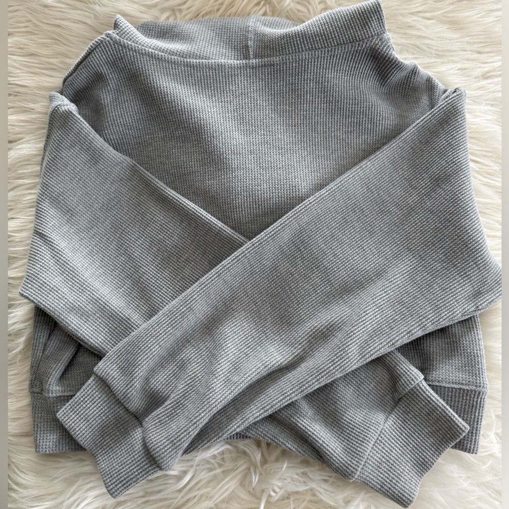 aerie waffle knit zip cropped hoodie - Picture 2 of 3